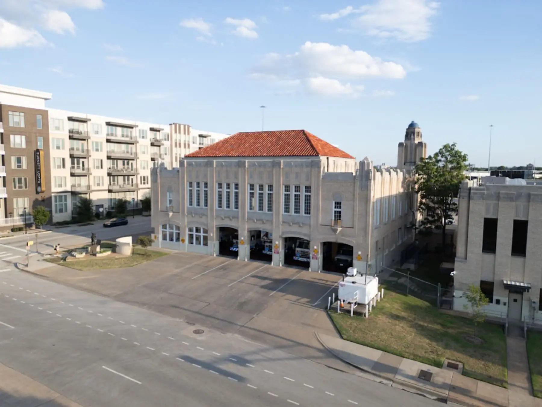 Historic Fort Worth Fire Station No. 2 apparatus bays viewed from above
