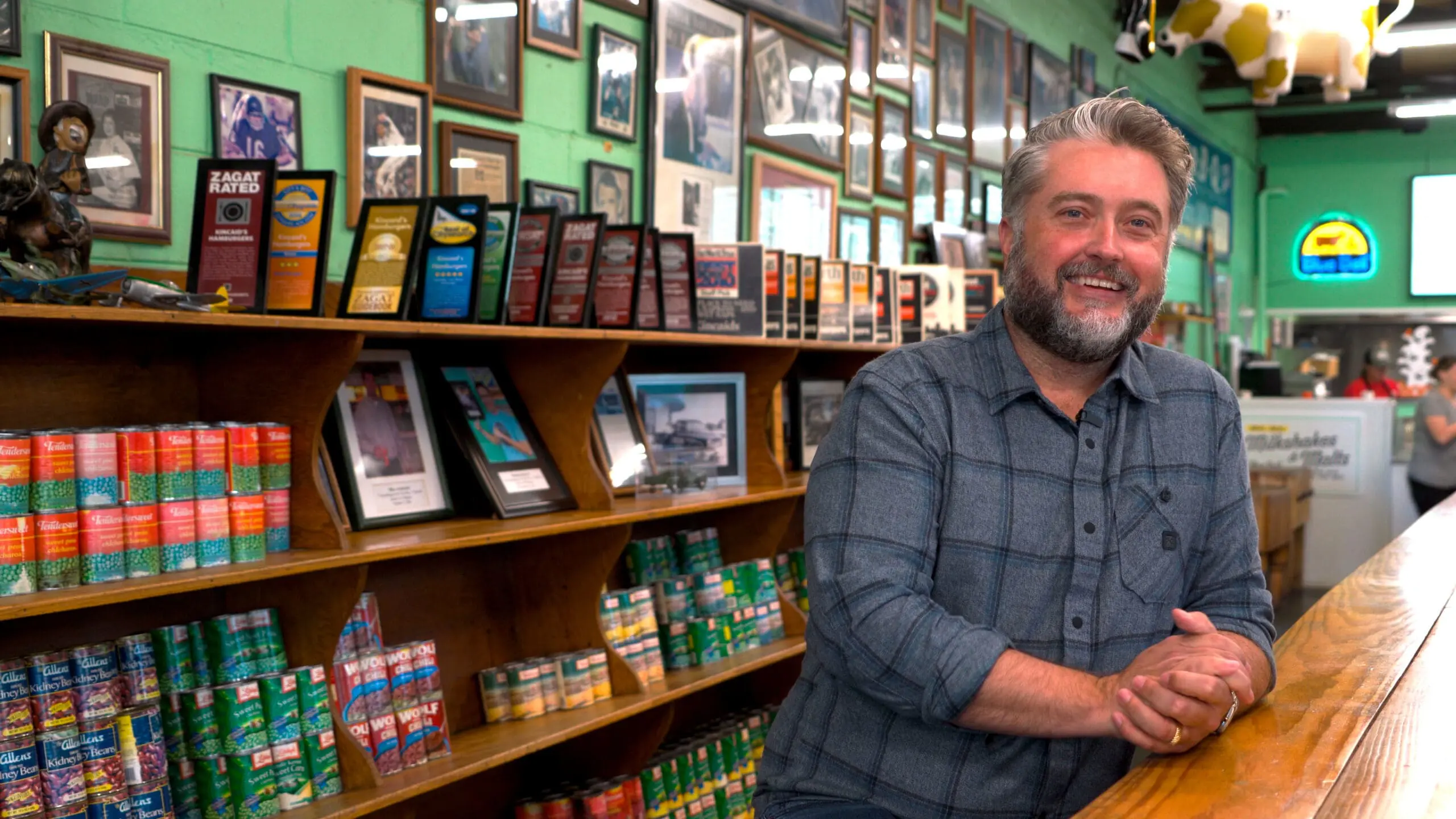 Jonathan Gentry inside Kincaid's Hamburgers on Camp Bowie Boulevard