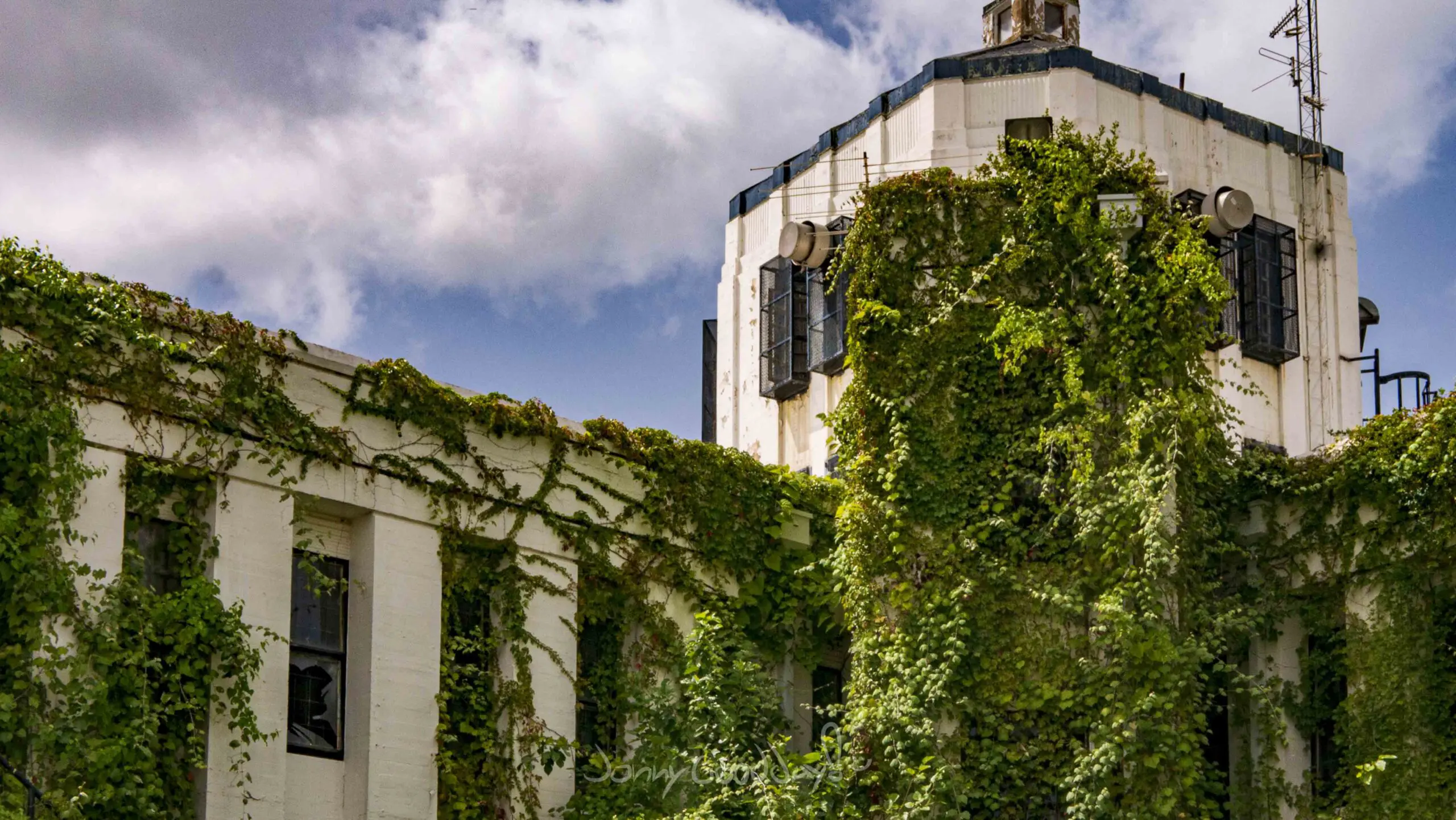 Central Unit exterior landscape before demolition, photographed by Jonny Goodday in 2018.