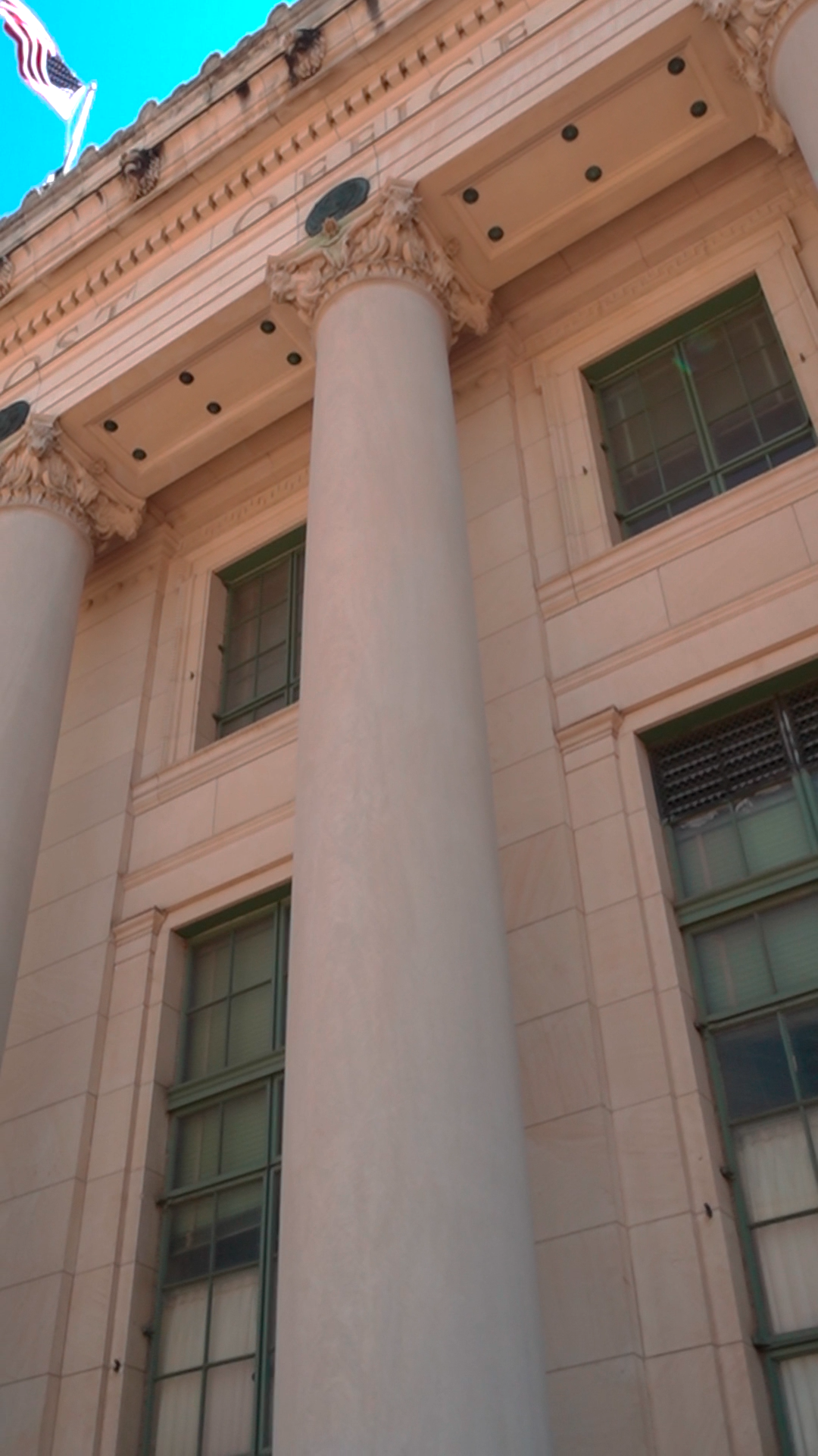 Classical column and facade detail at Fort Worth Central Post Office