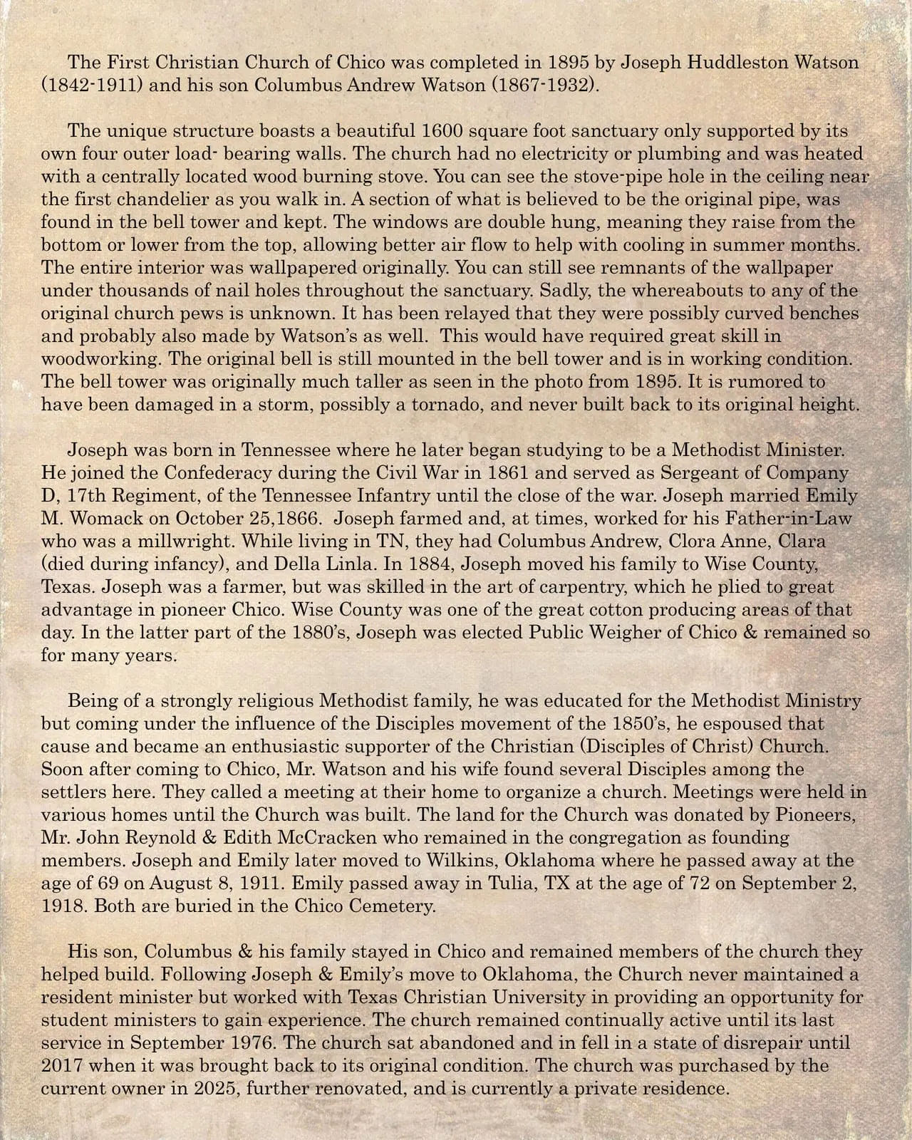 Historical material documenting the First Christian Church of Chico