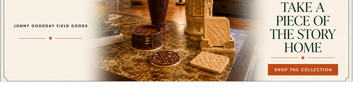 Take a Piece of the Story Home: shop Jonny Goodday Field Goods vases and decorative coaster sets.