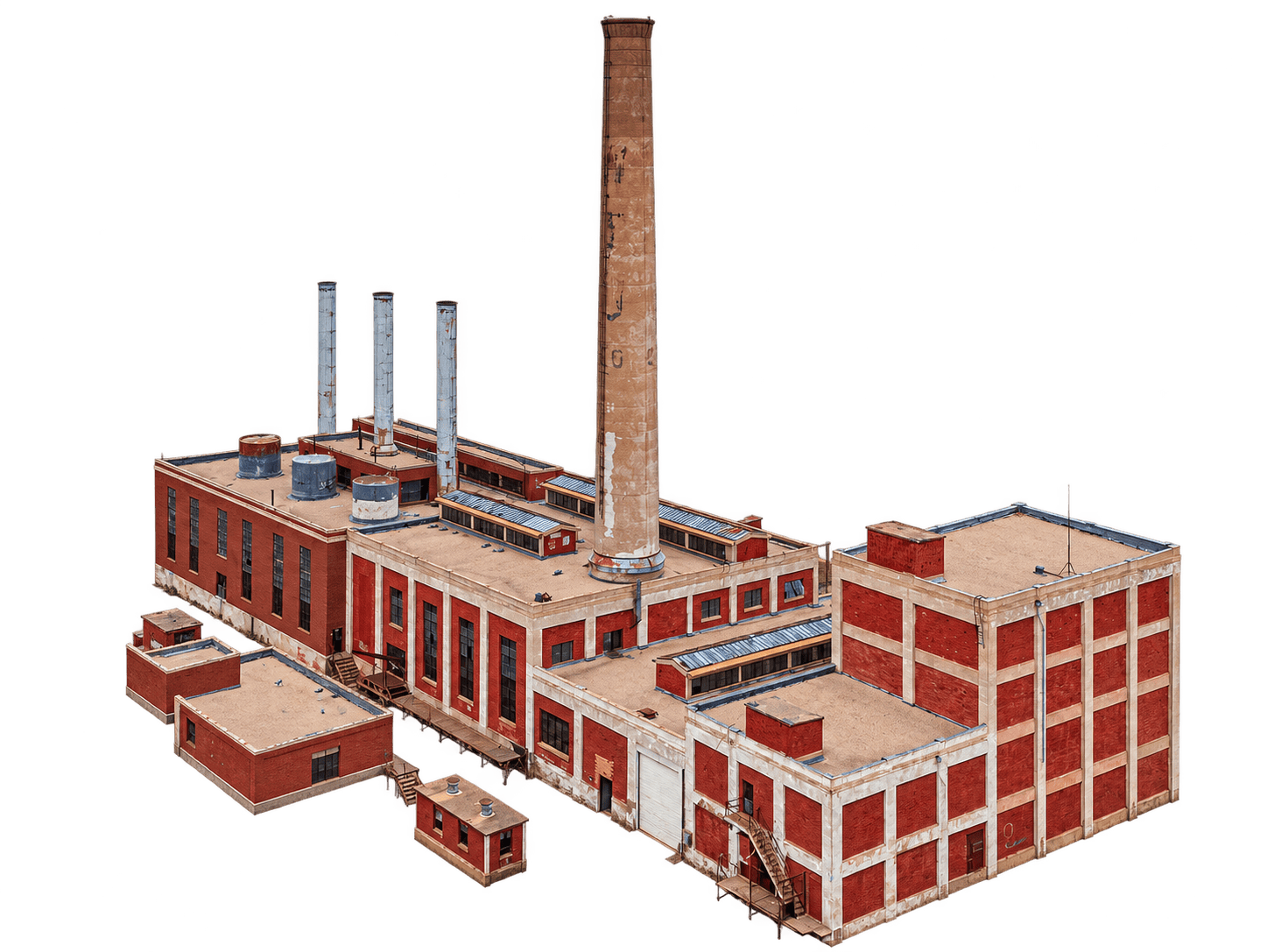 Red brick West Texas Utilities power plant and tall chimney in Abilene