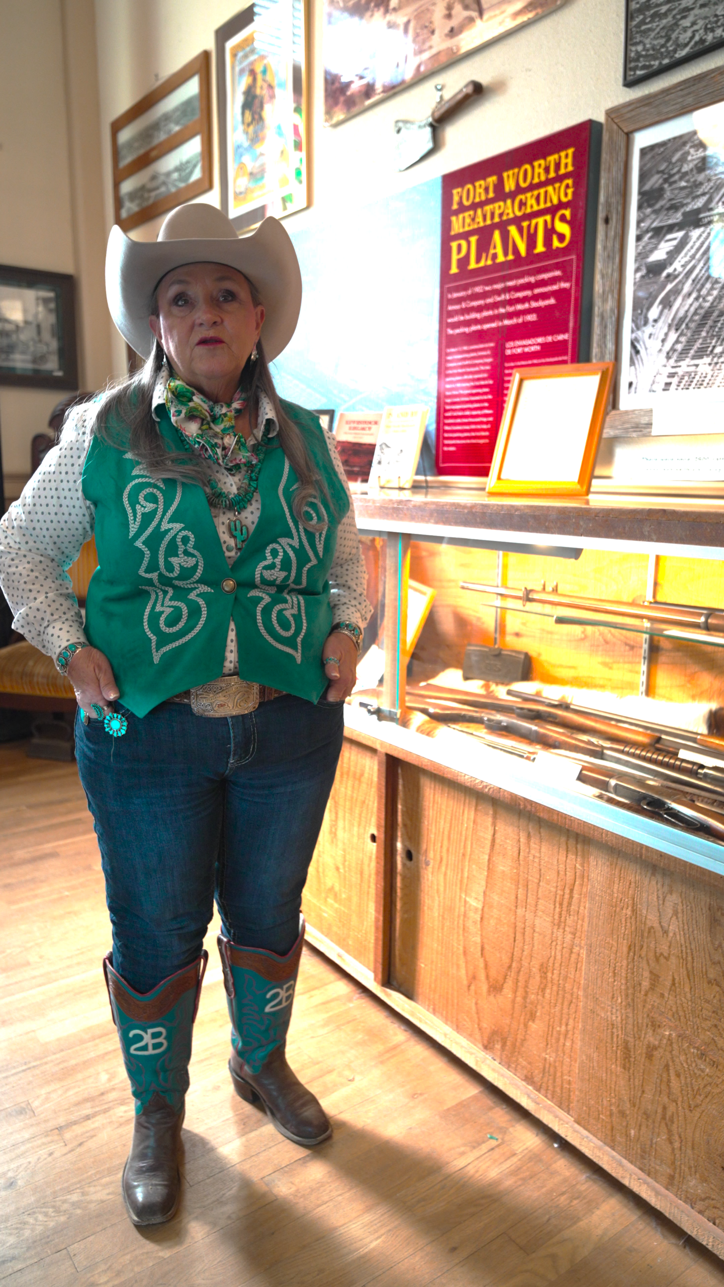 Stockyards Museum director Teresa Burleson with museum displays